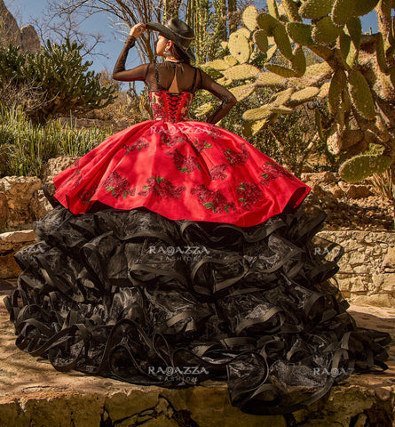 Vestido Charro Quinceanera com folhos da Ragazza MV58-158