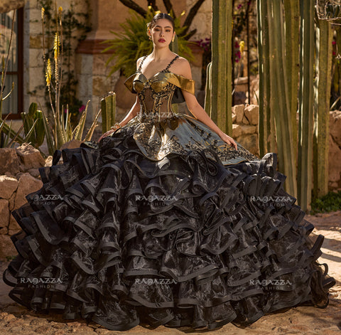 Gerüschtes Charro Quinceanera-Kleid von Ragazza MV59-159
