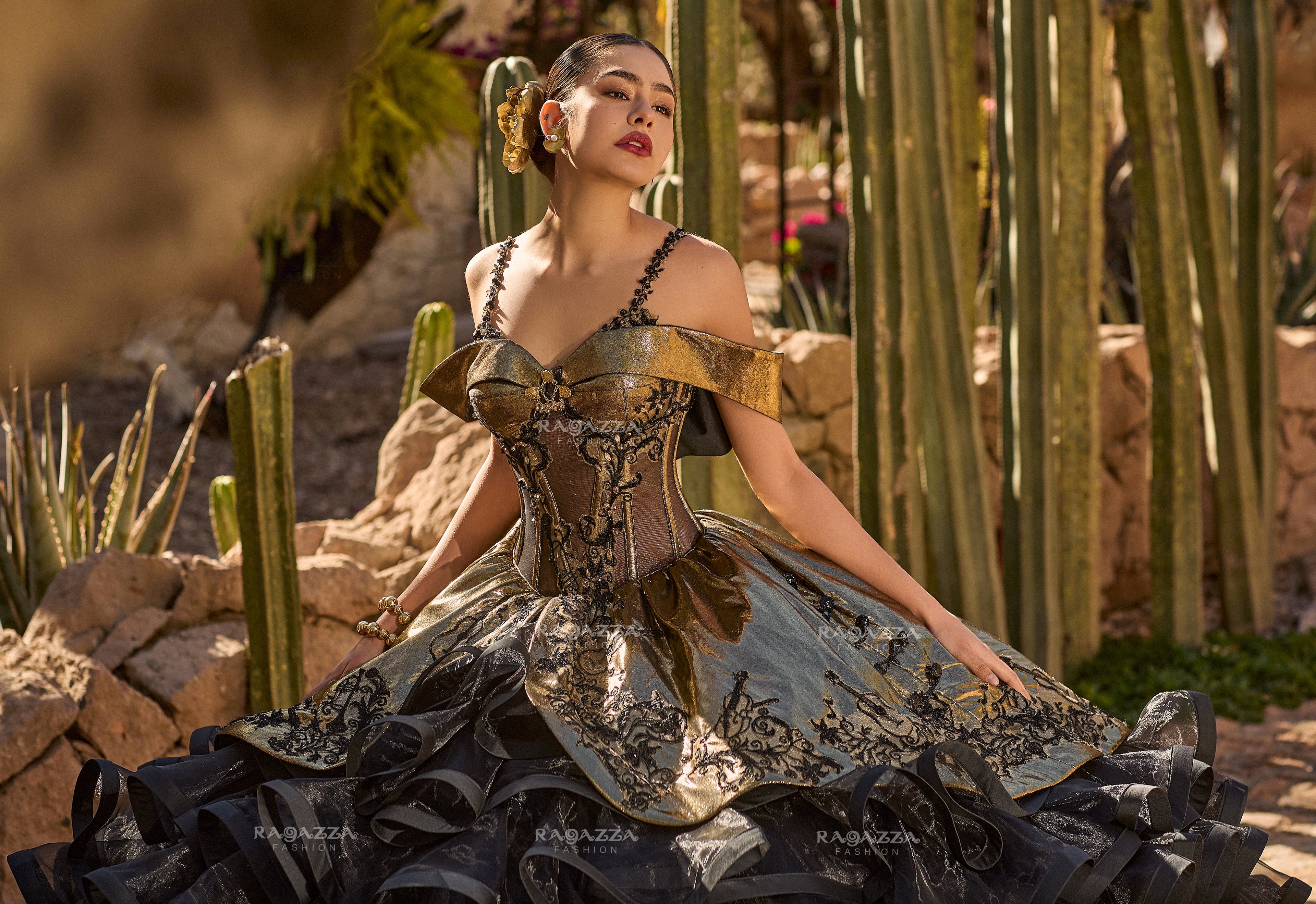 Ruffled Charro Quinceanera Dress by Ragazza MV59-159