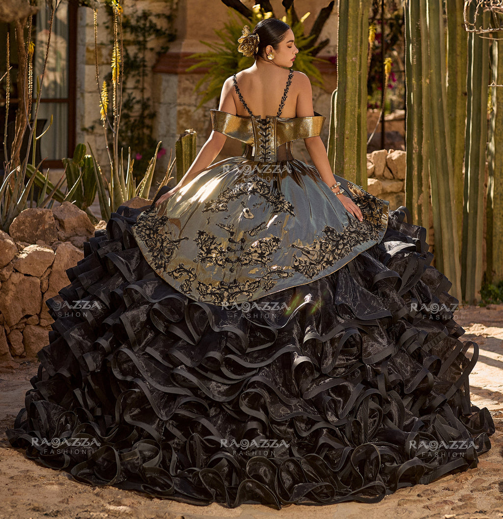 Ruffled Charro Quinceanera Dress by Ragazza MV59-159