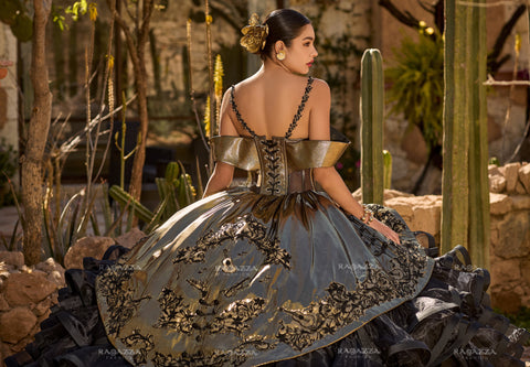 Gerüschtes Charro Quinceanera-Kleid von Ragazza MV59-159