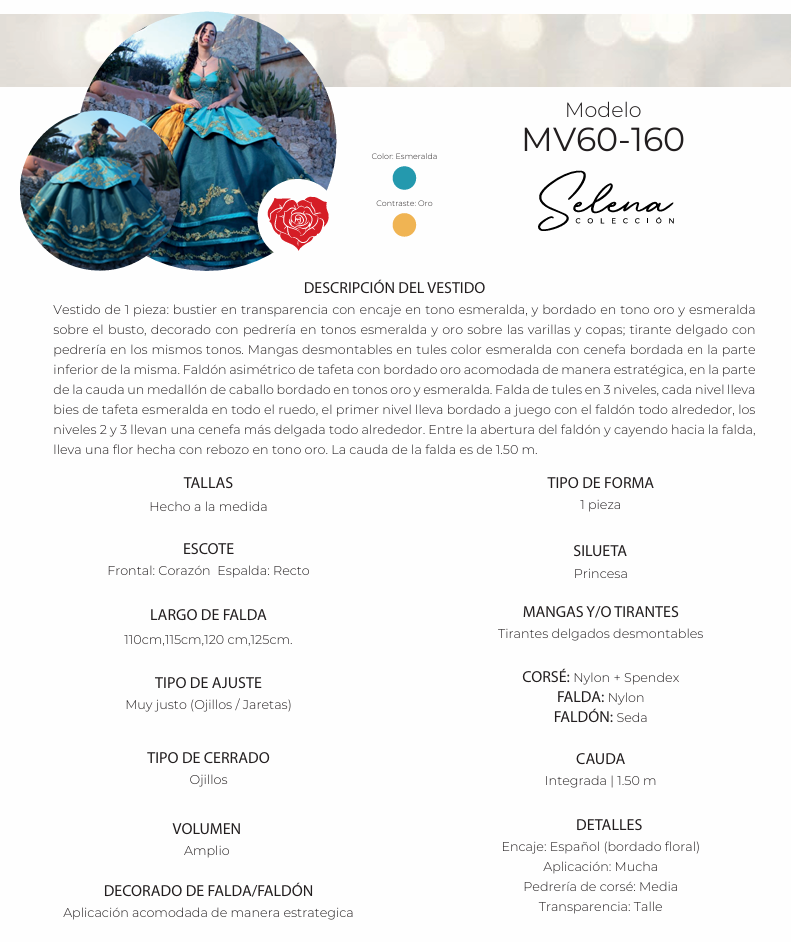 V-Neck Charro Quinceanera Dress by Ragazza MV60-160