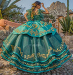V-Neck Charro Quinceanera Dress by Ragazza MV60-160
