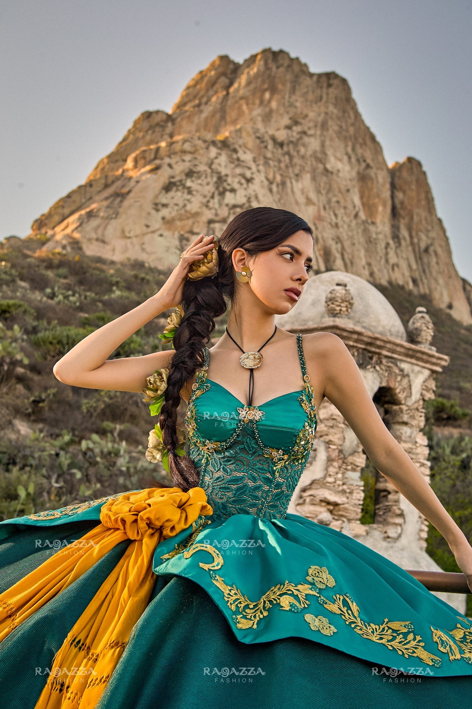 V-Neck Charro Quinceanera Dress by Ragazza MV60-160