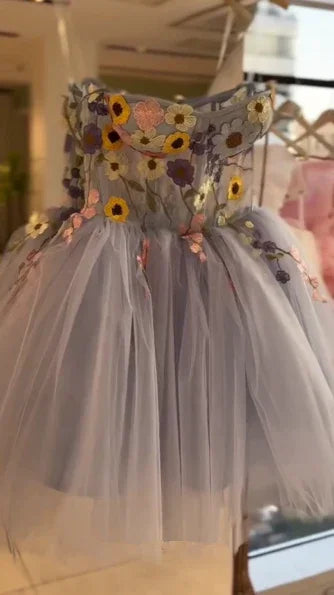 Hübsches Tüll Applikationen A-Linien Homecoming-Kleid Blaues Kurzes Geburtstags-Partykleid Y8513
