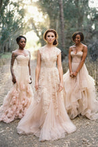Gorgeous Tulle V-neck Sleeveless Floor-Length Lace Wedding Dresss with Appliques, MW246