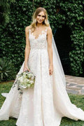 Vestidos de noiva vintage com decote ilusão e renda transparente, MW278