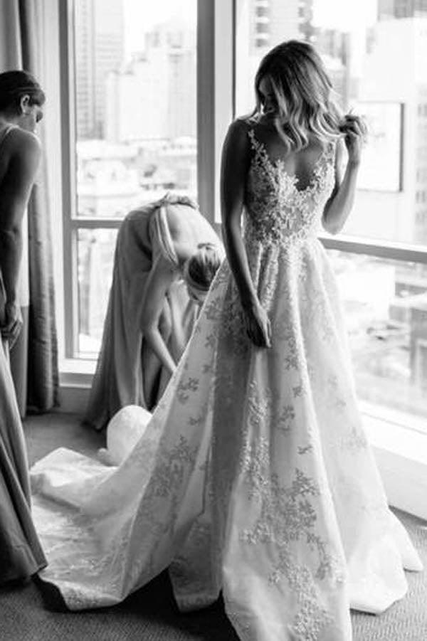 Vestidos de noiva vintage com decote ilusão e renda transparente, MW278