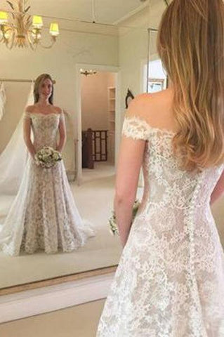 NumberSea Rustikales Boho-Brautkleid mit schulterfreier Spitze, MW279