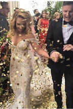 Lace Applique Retro Off the Shoulder Vintage Mermaid Wedding Dress,MW304