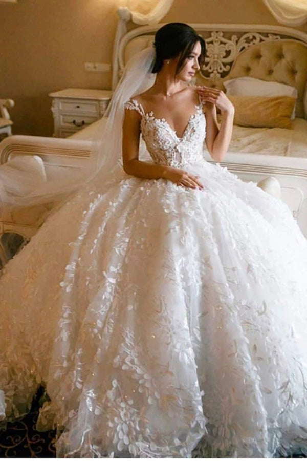 Blumenspitze Brautkleider Vintage Ballkleid Brautkleid, MW307