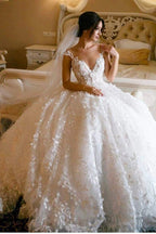 Blumenspitze Brautkleider Vintage Ballkleid Brautkleid, MW307