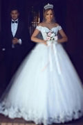 NumberSea Schlichtes Brautkleid Ballkleid Schulterfrei Bodenlang Brautkleid, MW452