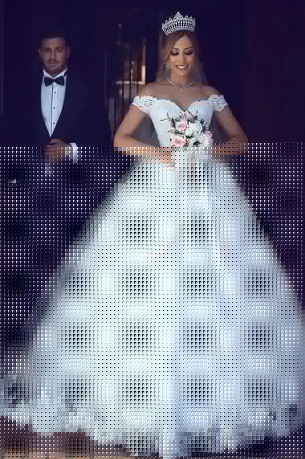 NumberSea Schlichtes Brautkleid Ballkleid Schulterfrei Bodenlang Brautkleid, MW452
