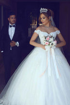 NumberSea Schlichtes Brautkleid Ballkleid Schulterfrei Bodenlang Brautkleid, MW452