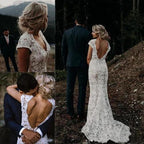 Charming Mermaid Lace Ivory Cap Sleeves Wedding Dresses Bridal Dresses MW481 by Musebridals