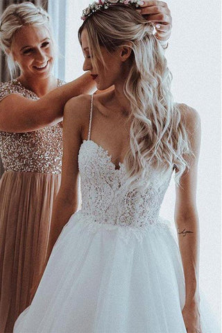 Vestidos de noiva exclusivos NumberSea, corte A, tule, alças finas, costas nuas, online, MW499