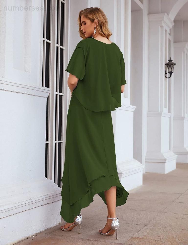 Vestidos de chiffon plus size para mãe da noiva com casaco e vestidos de cerimónia para casamento SEA28073 