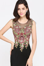 Meerjungfrau Sweep/Pinsel zug Schwarze ärmellose Abendkleider mit Applikationen