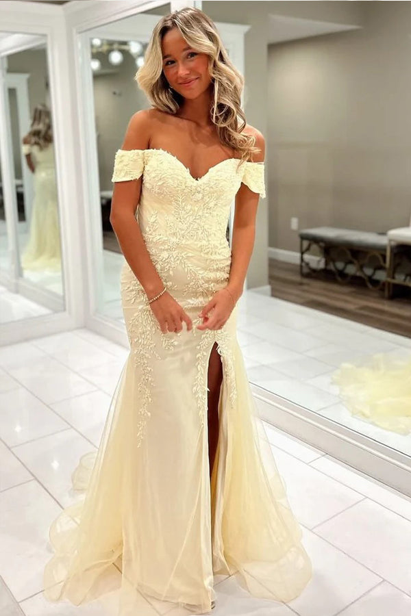 Mermaid Off Shoulder Appliques Sweetheart Blue Prom Dress PSK664