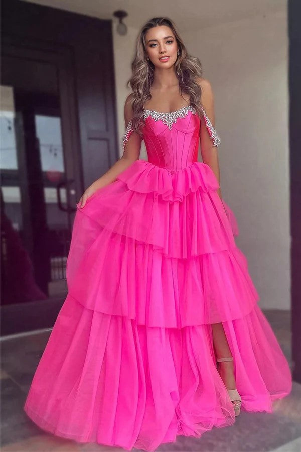 Mermaid Sweetheart Hot Pink Long Prom Dress with Split PSK615