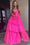 Meerjungfrau Sweetheart Hot Pink Langes Ballkleid mit Schlitz PSK615