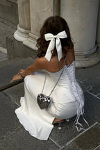 Mermaid Sweetheart Neck Corset Satin White Long Prom Dress PSK659