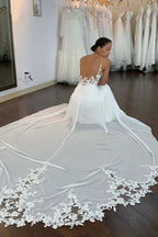 Mermaid/Trumpet Straps Appliques Bohemian Plus Size Wedding Dress