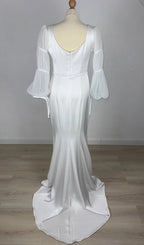 Mermaid White Square Neck Long Sleeves Wedding Dress