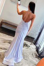 Mermaid Halter Neckline Sheath Sky Blue Long Prom Dress PSK636