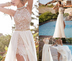 Gorgeous Lace Backless High Neckline Halter Wedding Dress Party Dresses, MP328