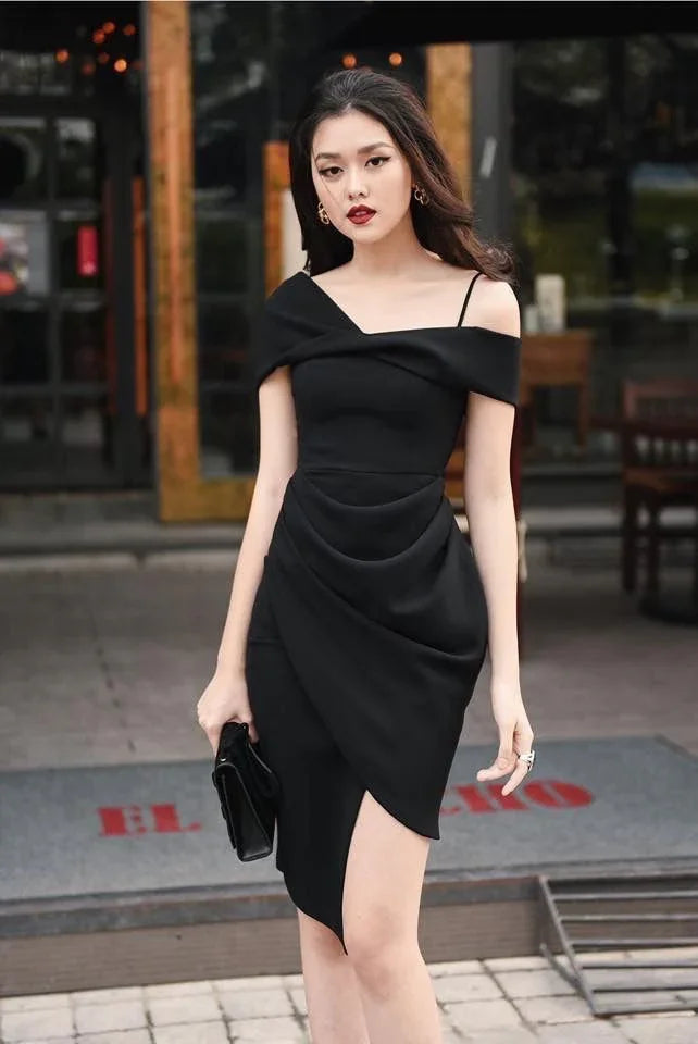 Schwarzes Trägerkleid Homecoming Kleid Schwarzes Partykleid Y2870