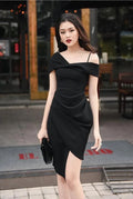 Schwarzes Trägerkleid Homecoming Kleid Schwarzes Partykleid Y2870