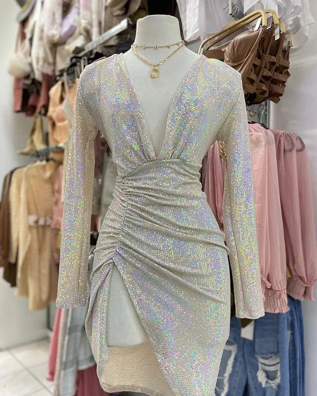 Vestido de Baile de Finalistas com Brilhos e Lantejoulas Vestido Sexy para Festas Y2592