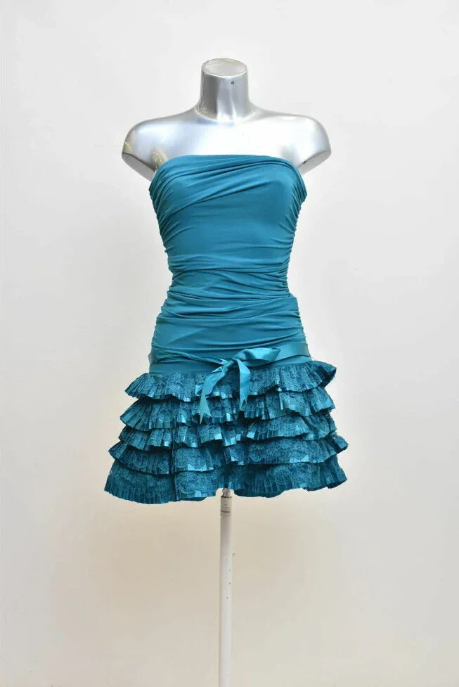 Schwarzes trägerloses Homecoming-Kleid Schwarzes Partykleid Cocktailkleid Y2360