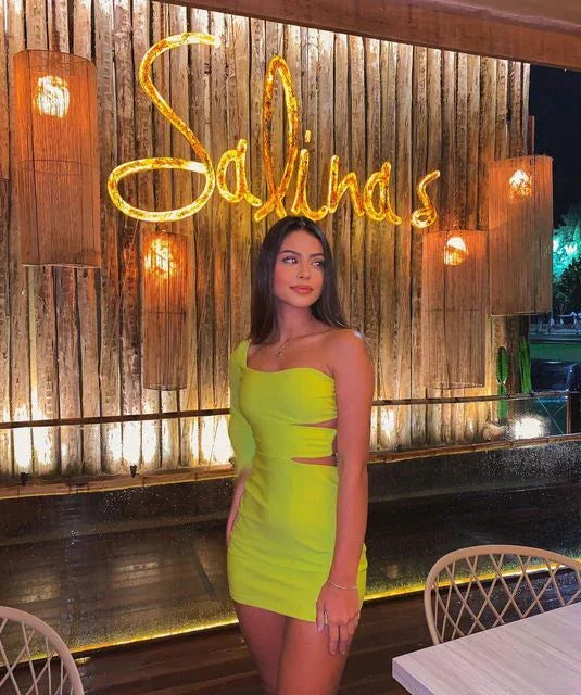 Vestido Sexy de Tubo con un Solo Tirante Mini Vestido para la Fiesta de Regreso a Casa Y2185
