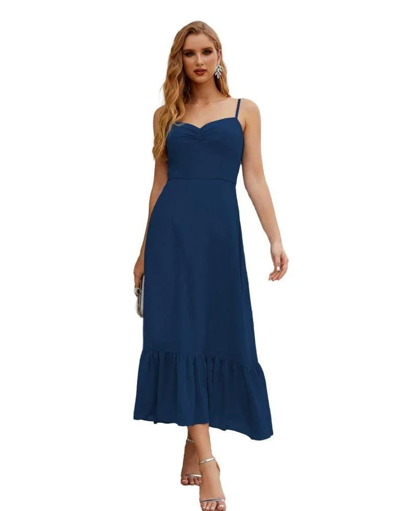 Vestido de dama de honor de chiffon con tirantes finos de Numbersea, largo hasta el tobillo, formal, silueta A, para fiesta de cóctel, baile de bienvenida para jóvenes SEA28028