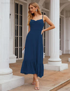 Numbersea Spaghetti-Träger Chiffon Brautjungfernkleid Knöchellänge Formell A-Linie Cocktail Party Homecoming-Kleid für Juniorinnen SEA28028