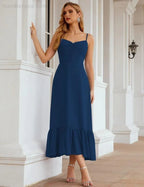 Numbersea Spaghetti-Träger Chiffon Brautjungfernkleid Knöchellänge Formell A-Linie Cocktail Party Homecoming-Kleid für Juniorinnen SEA28028
