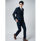 Costume homme double boutonnage costume britannique rayé gris costume décontracté professionnel costume formel homme coupe slim tenue de mariage pour marié