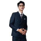 Costume homme double boutonnage costume britannique rayé gris costume décontracté professionnel costume formel homme coupe slim tenue de mariage pour marié