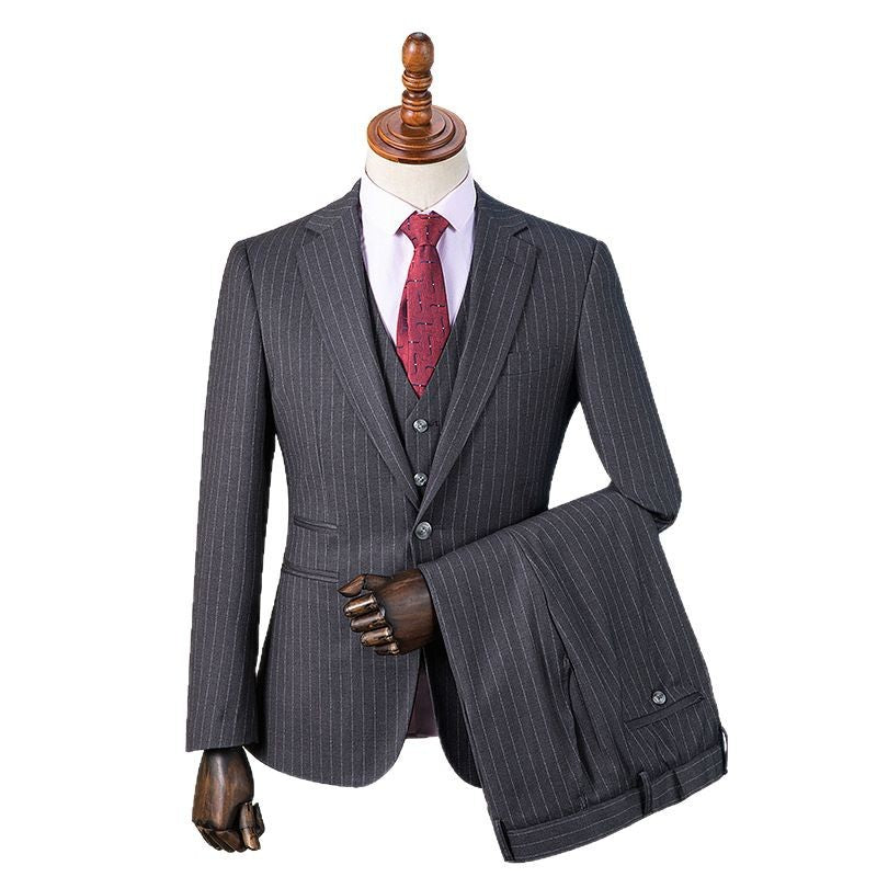 Striped suit men's suit business formal groomsman's suit wedding suit groom's suit jacket men's short drama suit