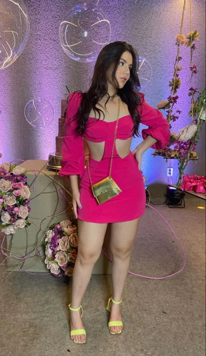 Sexy Homecoming-Kleid mit Taillenausschnitt und langen Ärmeln Y2487
