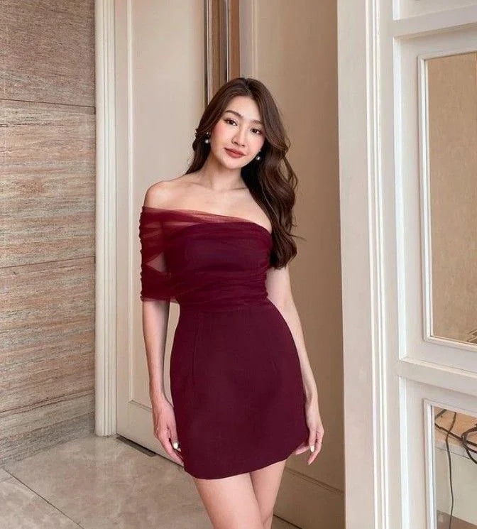 Schickes Burgunder Homecoming-Kleid Sexy Partykleid Y2544