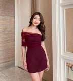 Schickes Burgunder Homecoming-Kleid Sexy Partykleid Y2544
