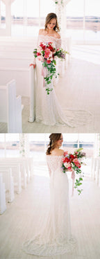 Abito da Sposa Charming in Pizzo con Spalle Scoperte e Maniche Lunghe, DB0168