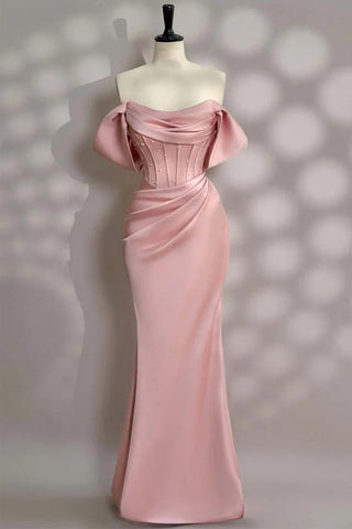 Schulterfreies hellrosa Korsett-Ballkleid Partykleid PSK677