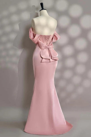 Schulterfreies hellrosa Korsett-Ballkleid Partykleid PSK677