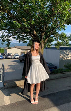 Vestido Blanco Sencillo de Línea A para el Baile de Regreso a Casa Vestido Blanco de Graduación Y5948