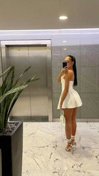Vestido Blanco Encantador Sin Tirantes para el Baile de Bienvenida Vestido Blanco para Fiesta Y1888